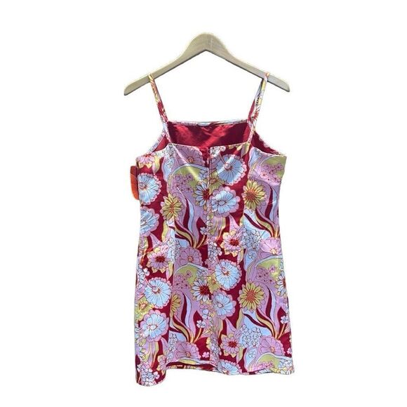 Reversible Dress Size Large (L) Floral Tropical Red Retro Strappy Sun Dress - Picture 3 of 7